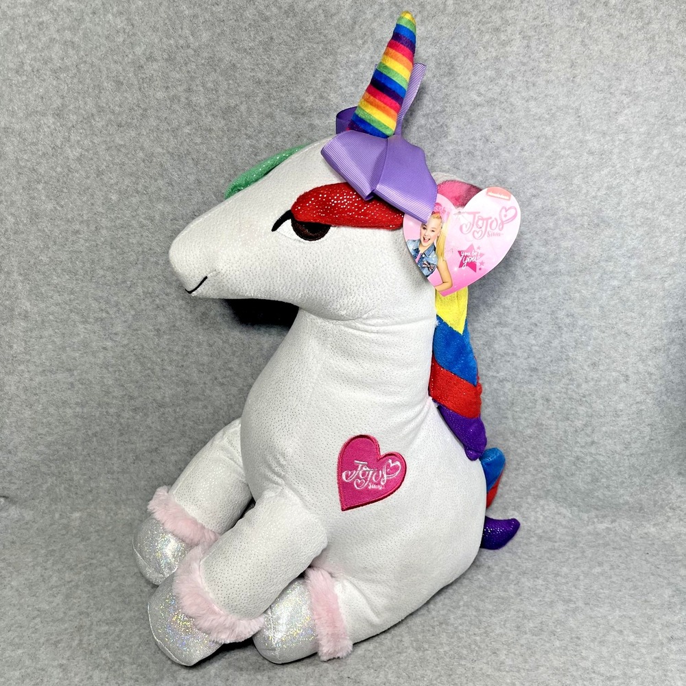 JoJo Siwa Unicorn Plush Pillow Nickelodeon 2019 Sparkle Bow Rainbow CLEAN Tag